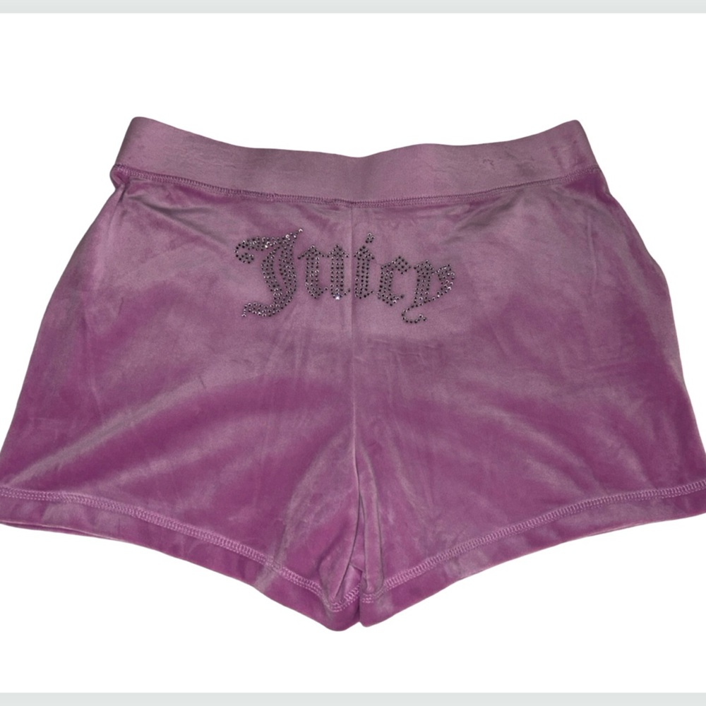 JUICY COUTURE OG BLING RHINESTONE VELOUR DEWBERRY PURPLE SHORTS SIZE LRG NWT